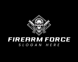 Skull Handgun Shooter logo design