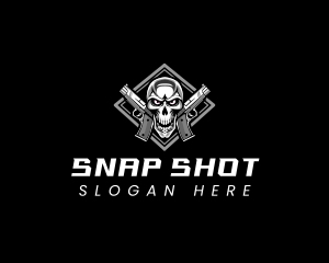 Skull Handgun Shooter logo design