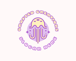 Cute Sparkle Jellyfish logo design