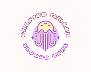 Cute Sparkle Jellyfish logo design