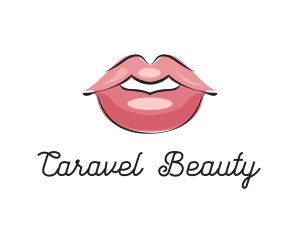 Pink Kissable Lips logo design