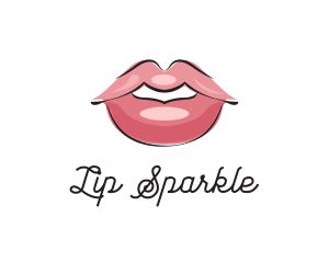 Pink Kissable Lips logo design