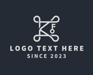 Elegant Silver Key Letter K logo
