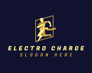 Lightning Marathon Man logo design