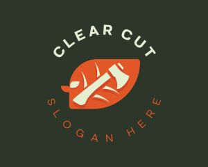 Leaf Axe Woodcutter logo design