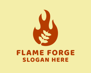 Sausage Grill Flame logo design