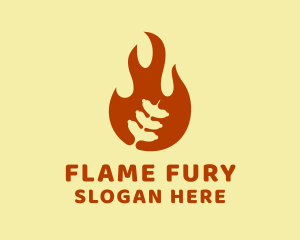 Sausage Grill Flame logo design