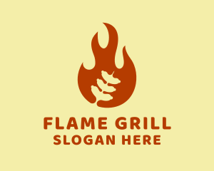 Sausage Grill Flame logo design