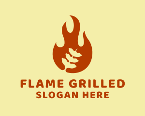 Sausage Grill Flame logo design