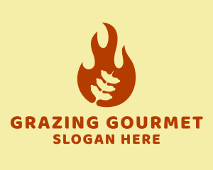 Sausage Grill Flame logo design