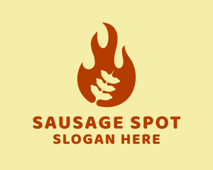 Sausage Grill Flame logo design