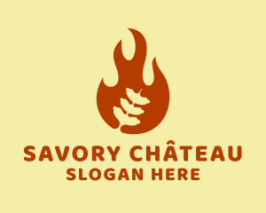 Sausage Grill Flame logo design