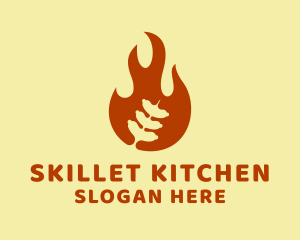 Sausage Grill Flame logo design