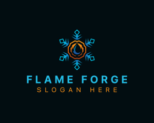 Fire Cooling Snowflake logo design