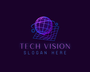 Futuristic Globe Planet logo design