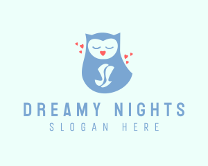 Sleepy Owl Heart logo design