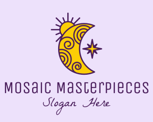 Moon Stars Astrology  logo design