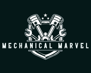 Wrench Piston Mechanic logo design