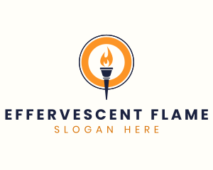 Flaming Fire Torch logo design