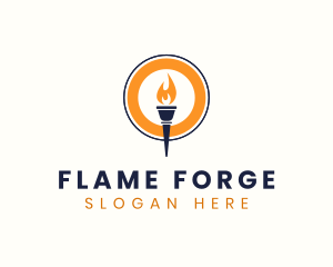 Flaming Fire Torch logo design