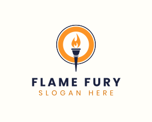 Flaming Fire Torch logo design