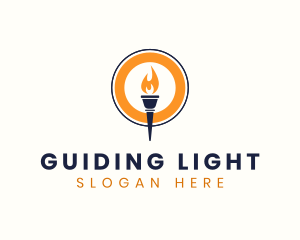 Flaming Fire Torch logo design