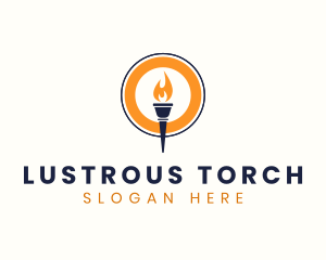 Flaming Fire Torch logo design