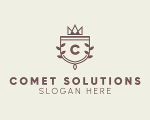 Crown Shield Leaf Crest logo design