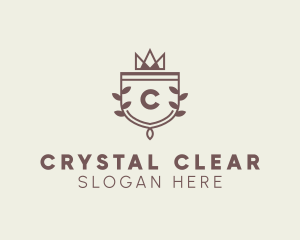 Crown Shield Leaf Crest logo design