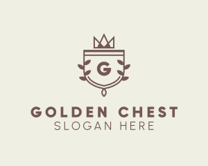 Crown Shield Leaf Crest logo design