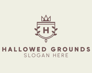 Crown Shield Leaf Crest logo design