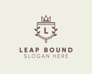 Crown Shield Leaf Crest logo design