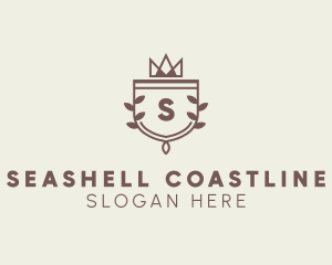 Crown Shield Leaf Crest logo design