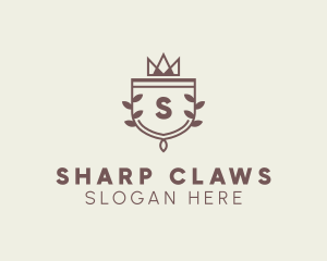 Crown Shield Leaf Crest logo design