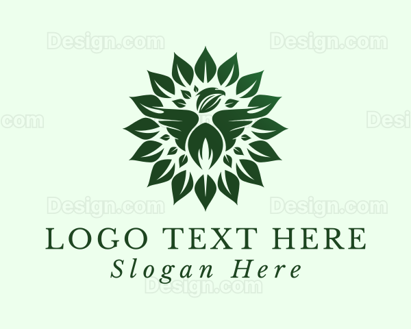 Green Leaf Eagle Nature Logo