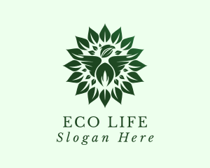 Green Leaf Eagle Nature logo design