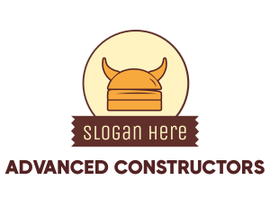 Viking Helmet Horn Burger Buns logo design