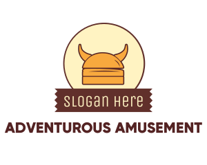 Viking Helmet Horn Burger Buns logo design