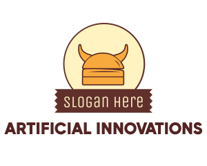 Viking Helmet Horn Burger Buns logo design