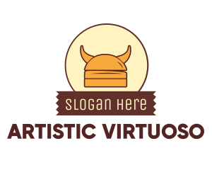 Viking Helmet Horn Burger Buns logo design