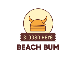 Viking Helmet Horn Burger Buns logo design