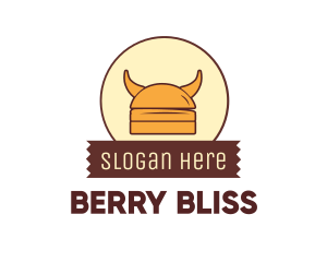 Viking Helmet Horn Burger Buns logo design