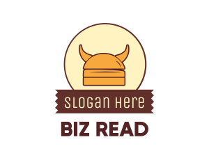 Viking Helmet Horn Burger Buns logo design