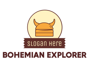 Viking Helmet Horn Burger Buns logo design