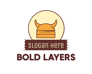 Viking Helmet Horn Burger Buns logo design