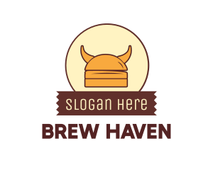 Viking Helmet Horn Burger Buns logo design