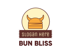 Viking Helmet Horn Burger Buns logo design