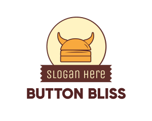 Viking Helmet Horn Burger Buns logo design