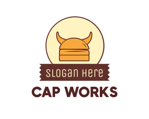 Viking Helmet Horn Burger Buns logo design