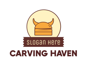 Viking Helmet Horn Burger Buns logo design